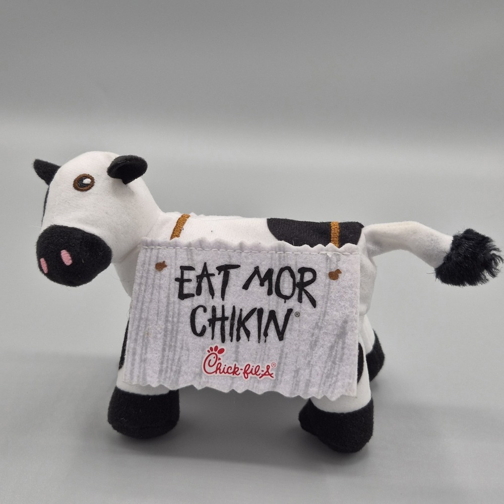 Chick-Fil-A Cow 4" Plush "Eat Mor Chikin" Eat More Chicken Sign Stuffed Toy